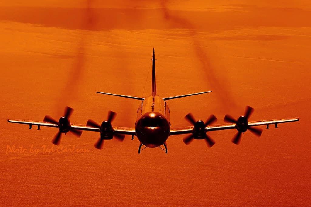 P-3 Orion aircraft at sunset